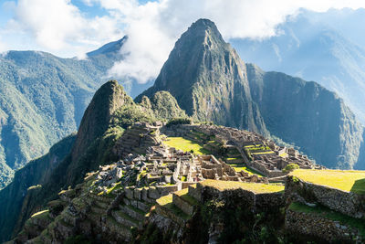 Panoramic view of mountain range against sky
