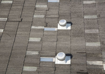 High angle view of air duct on roof