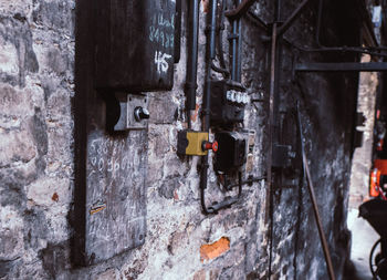 Close-up of graffiti on old door