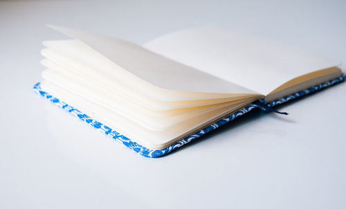High angle view of paper on table