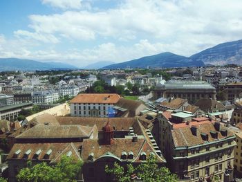 View of residential district against sky