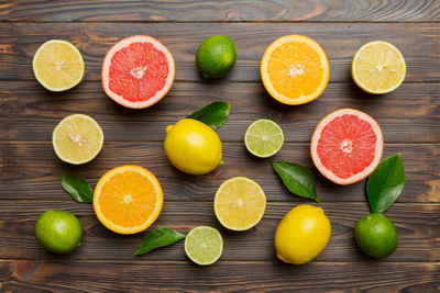 High angle view of fruits on table