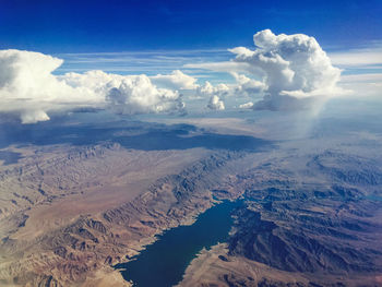 Aerial view of landscape against sky