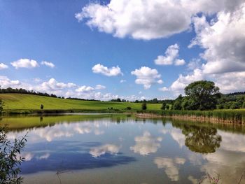 Scenic view of lake against sky