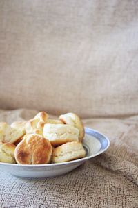 Close-up of cookies in bowl on table