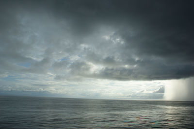 Scenic view of sea against cloudy sky