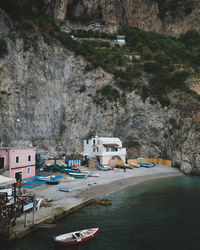Scenic view of sea by cliff
