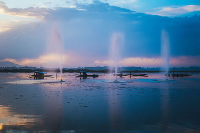 Panoramic view of sea against sky during sunset