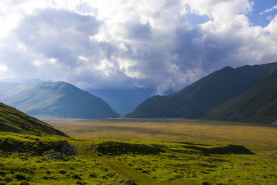 Amazing and beautiful mountain range landscape, peak and hill in georgia.