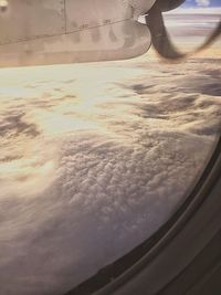 Low angle view of airplane flying over sea