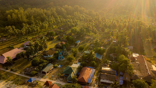 High angle view of townscape against sky