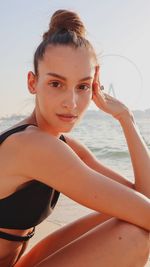 Portrait of woman on beach