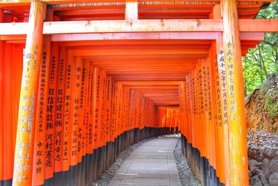 Narrow walkway along walls