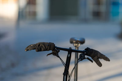 Close-up of a bicycle on the street