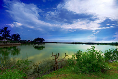 Scenic view of lake against sky