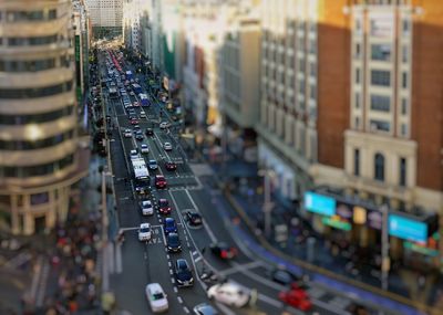 High angle view of traffic on city street