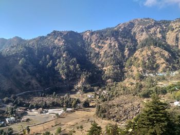 Scenic view of mountains against clear sky