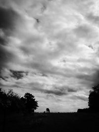 Scenic view of field against cloudy sky