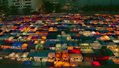 Aerial view of illumination night market,at thailand