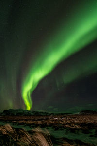 Aurora in iceland, minimalistic foreground