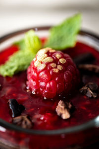 Close-up of strawberry served in plate