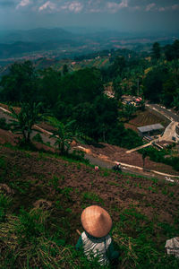 High angle view of landscape against sky