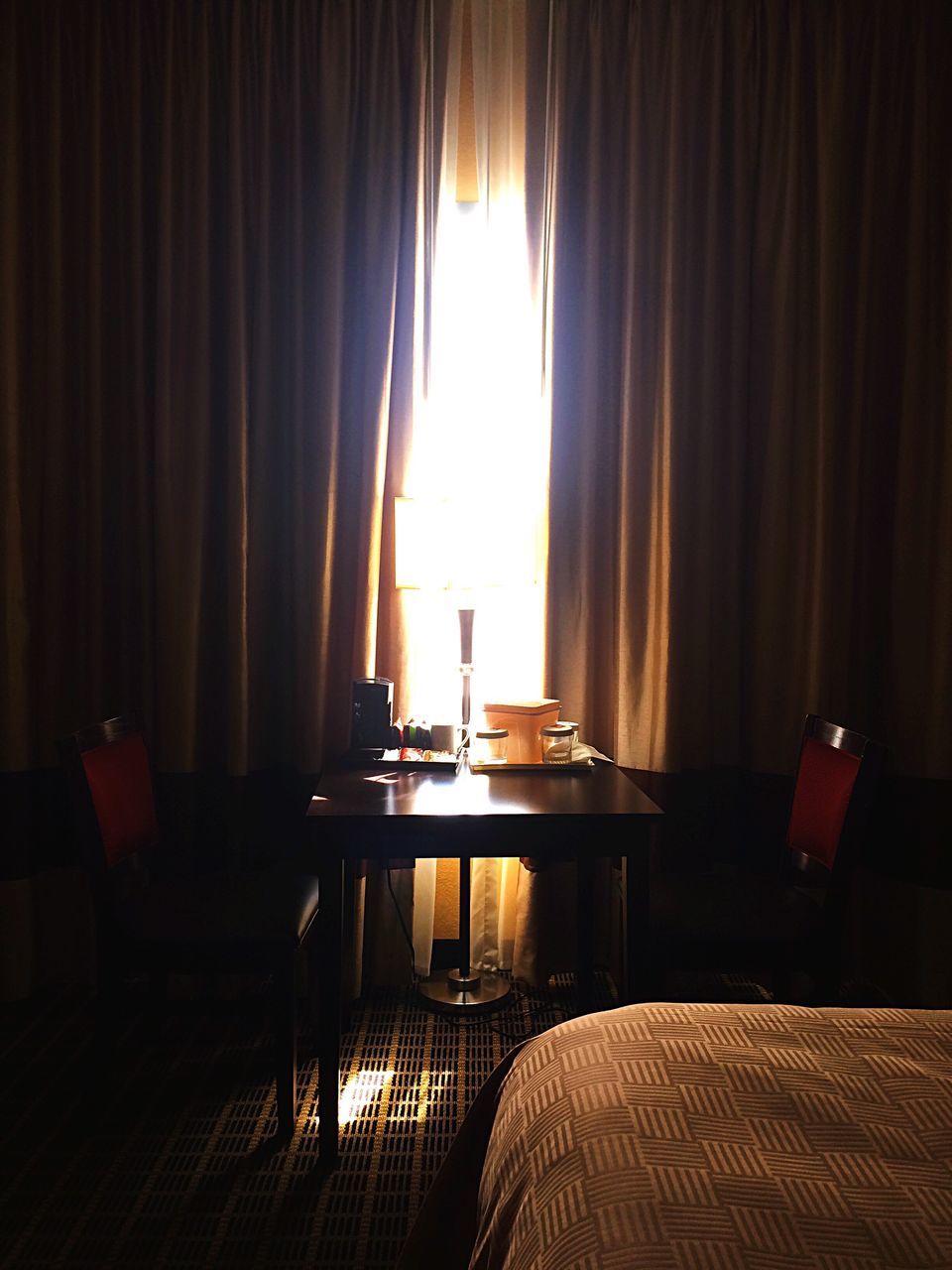 table, curtain, indoors, chair, candle, no people, illuminated, food and drink, wine, wineglass, day