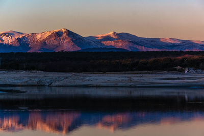 Scenic view of lake during sunset