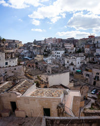 High angle view of townscape against sky