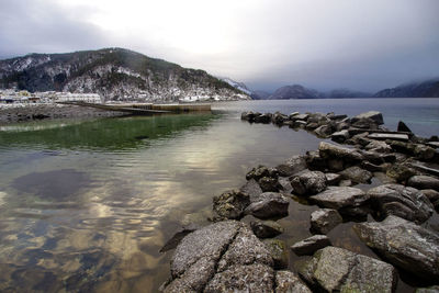 Scenic view of lake against sky