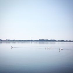 Scenic view of lake against clear sky