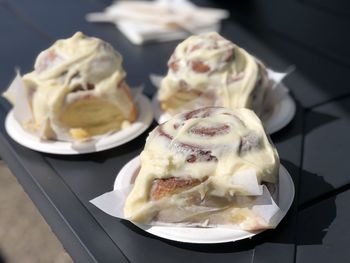 Close-up of dessert in plate on table