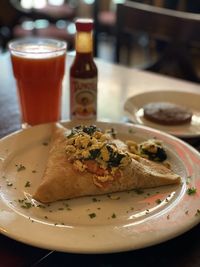 Close-up of breakfast served on table