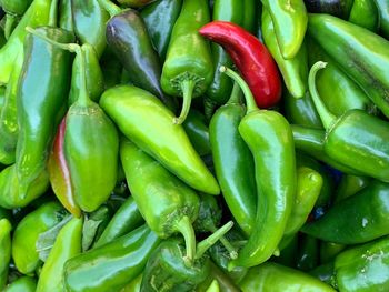 Full frame shot of green chili peppers