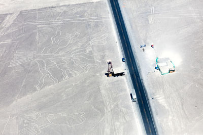 Aerial view of road at dessert