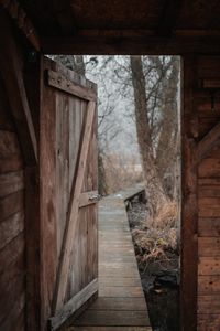 Wooden bridge in building