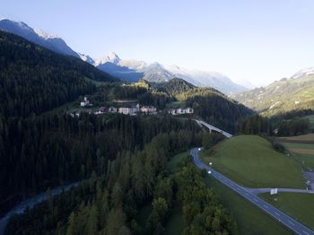 High angle view of landscape against sky