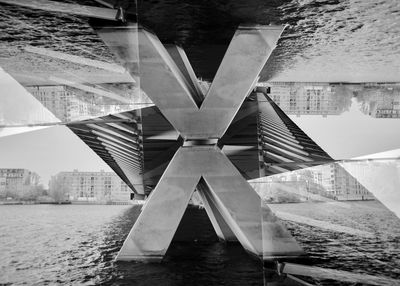 Close-up of bridge over river in city