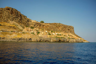 Scenic view of sea against clear sky