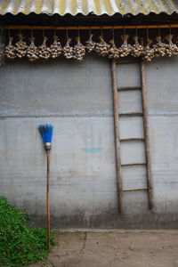 Exterior of house against building