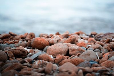 Close-up of stones on beach