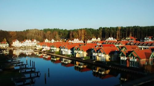 Panoramic view of river against clear sky