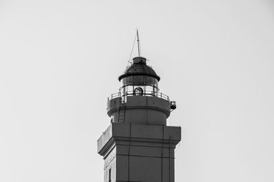 Low angle view of lighthouse against clear sky