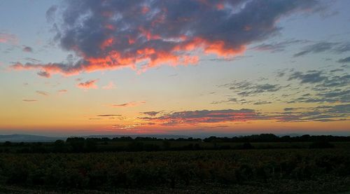 Scenic view of dramatic sky during sunset