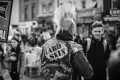 People on street in city