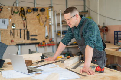 Man working at table