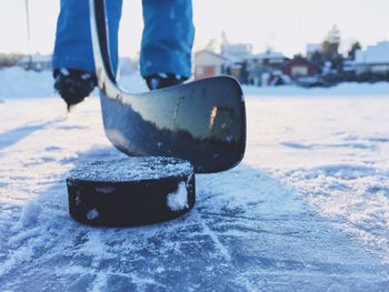 Close up of snow covering face