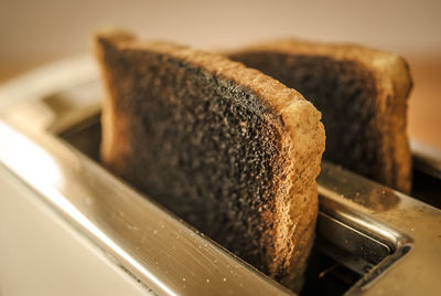 Close-up of bread in toaster