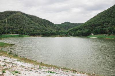Scenic view of lake against sky