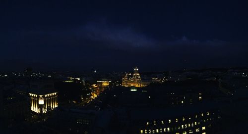 Illuminated buildings at night